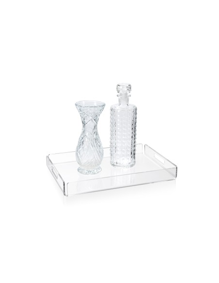 iPLEX - Bon Ton Vassoio da tavola portavivande in plexiglass PMMA Trasparente. Made in Italy - 33x4x23 cm