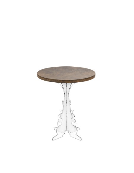 iPLEX Design - Maricla Tavolino Small Habitat Corten in plexiglass e legno - Trasparente/ legno corten - 36x42x36 cm