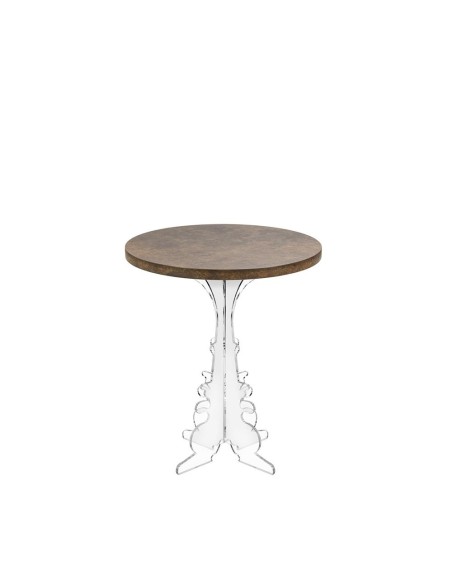 iPLEX Design - Maricla Tavolino Small Habitat Corten in plexiglass e legno - Trasparente/ legno corten - 36x42x36 cm