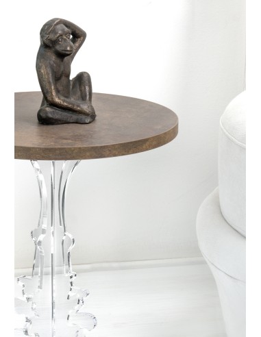 iPLEX Design - Maricla Tavolino Small Habitat Corten in plexiglass e legno - Trasparente/ legno corten - 36x42x36 cm
