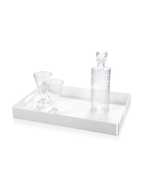 iPLEX - Bon Ton Vassoio da tavola portavivande in plexiglass PMMA bianco. 45,5,x32x5 cm Made in Italy - 45,5x5x32 cm