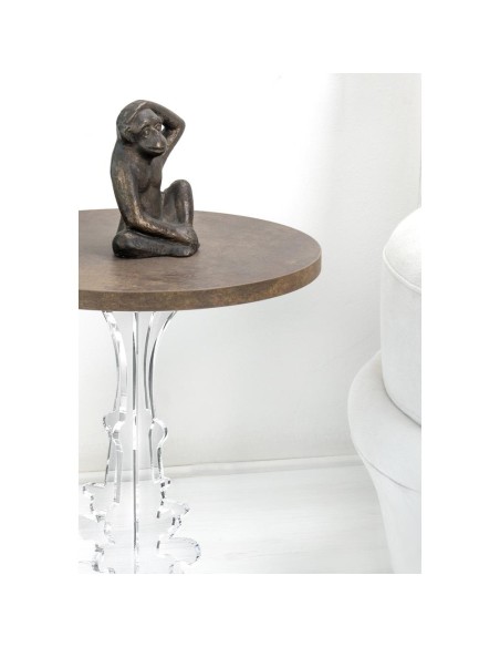iPLEX Design - Maricla Tavolino Small Habitat Corten in plexiglass e legno - Trasparente/ legno corten - 36x42x36 cm