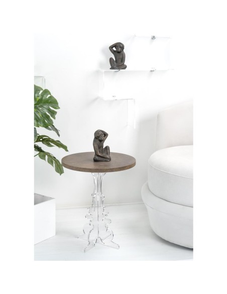 iPLEX Design - Maricla Tavolino Small Habitat Corten in plexiglass e legno - Trasparente/ legno corten - 36x42x36 cm