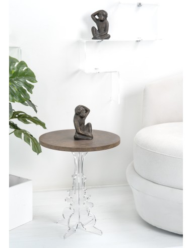 iPLEX Design - Maricla Tavolino Small Habitat Corten in plexiglass e legno - Trasparente/ legno corten - 36x42x36 cm
