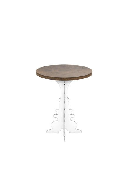 iPLEX Design - Maricla Tavolino Small Habitat Corten in plexiglass e legno - Trasparente/ legno corten - 36x42x36 cm