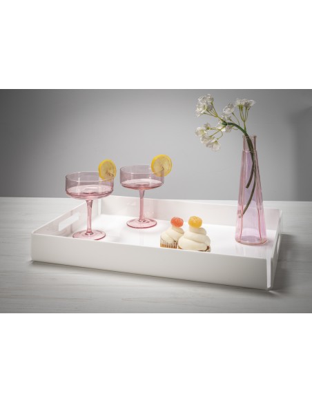 iPLEX - Bon Ton Vassoio da tavola portavivande in plexiglass PMMA bianco. 45,5,x32x5 cm Made in Italy - 45,5x5x32 cm