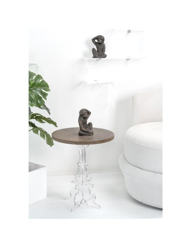 iPLEX Design - Maricla Tavolino Small Habitat Corten in plexiglass e legno - Trasparente/ legno corten - 36x42x36 cm