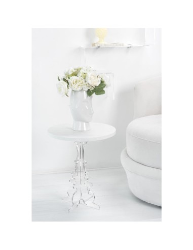 iPLEX Design - Maricla Tavolino Small Habitat Bianco Supremo in plexiglass e legno - Trasparente/ legno bianco - 36x42x36 cm